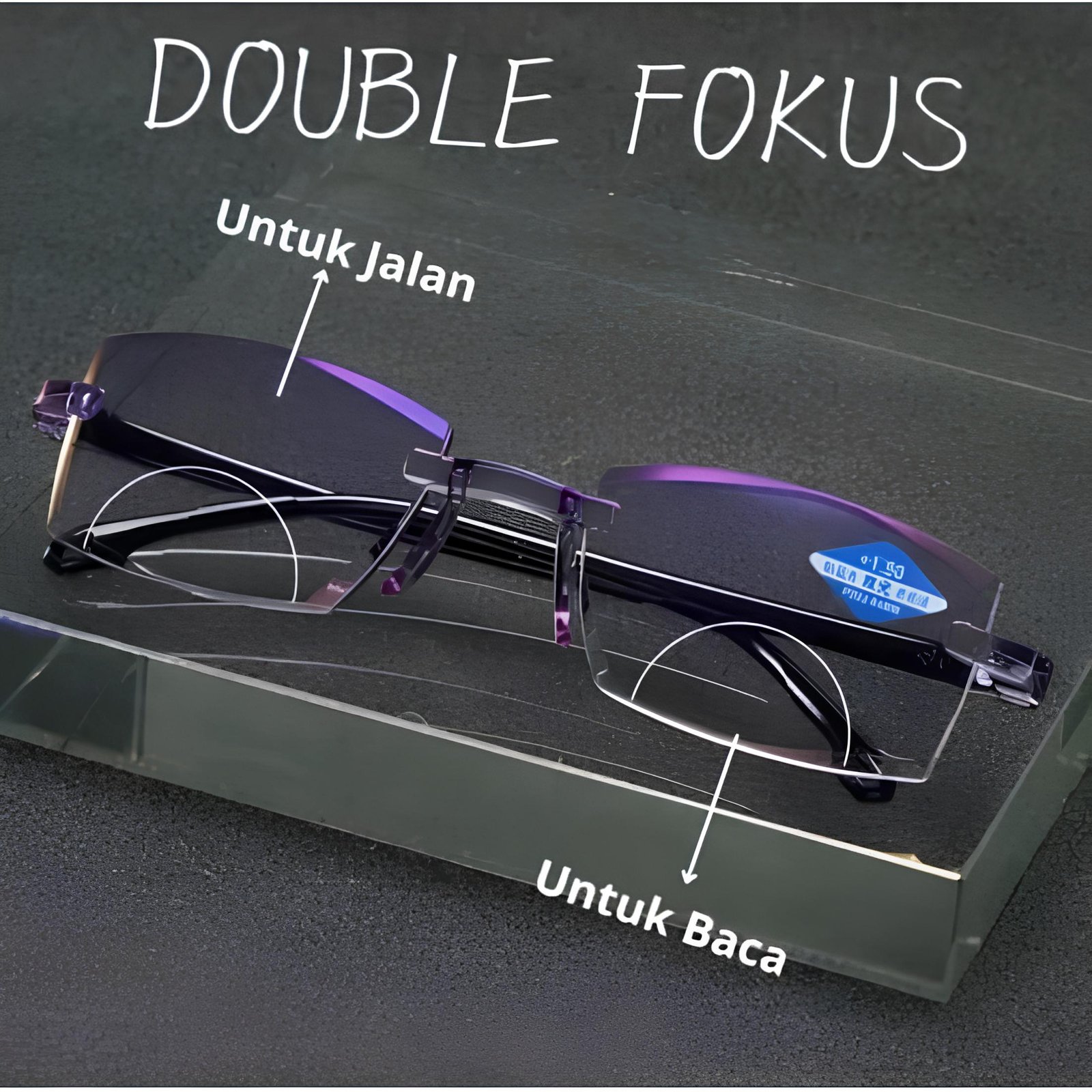 Kacamata 2 in 1 Kacamata Baca dan jalan Lensa Double Fokus Anti silau Anti Radiasi