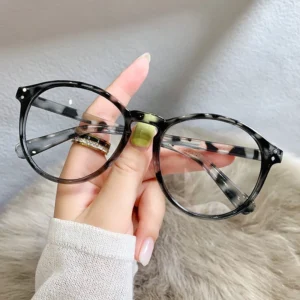 HK-AR016 Kacamata Anti Radiasi Wanita Lensa Bulat Bahan Metal