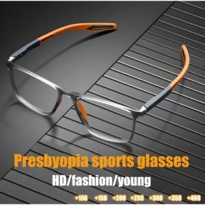 Kacamata Baca Sport Anti Radiasi Ultralight Bingkai Sporty Unisex Pria Wanita 2 in 1