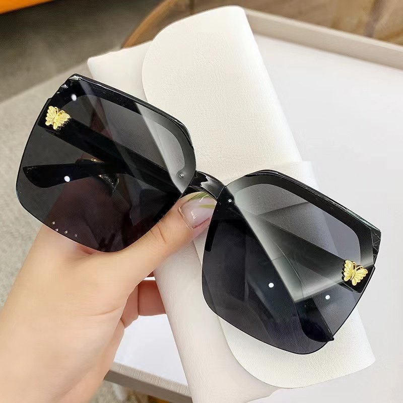 HK-MX13Kacamata Hitam Fashion Square Style Tanpa Bingkai Kacamata In Gradien Ocean Piece Bingkai Besar