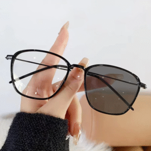 Kacamata lensa photocromic anti radiasi wanita pria Kotak Bingkai Titanium Anti UV
